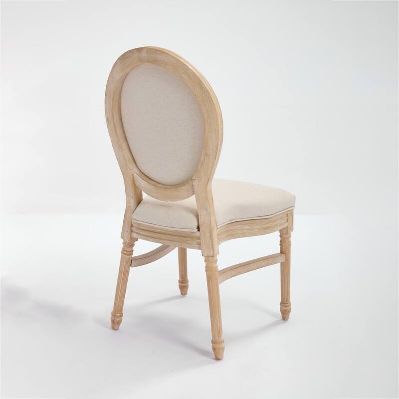 Dining Chairs Set of 2, Upholstered Chairs with Round Back, Wire Drawing and Carving Techniques,Disassemblable and Stackable