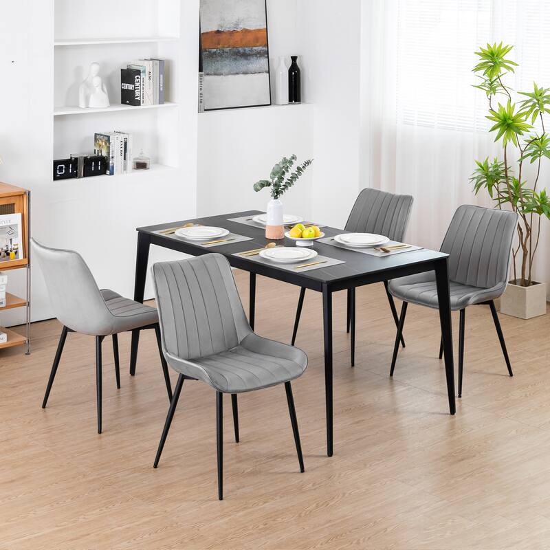 XINMICS Mid-century Modern Dining Chairs, Velvet Upholstered Metal Side Chair, Set of 2/4/6