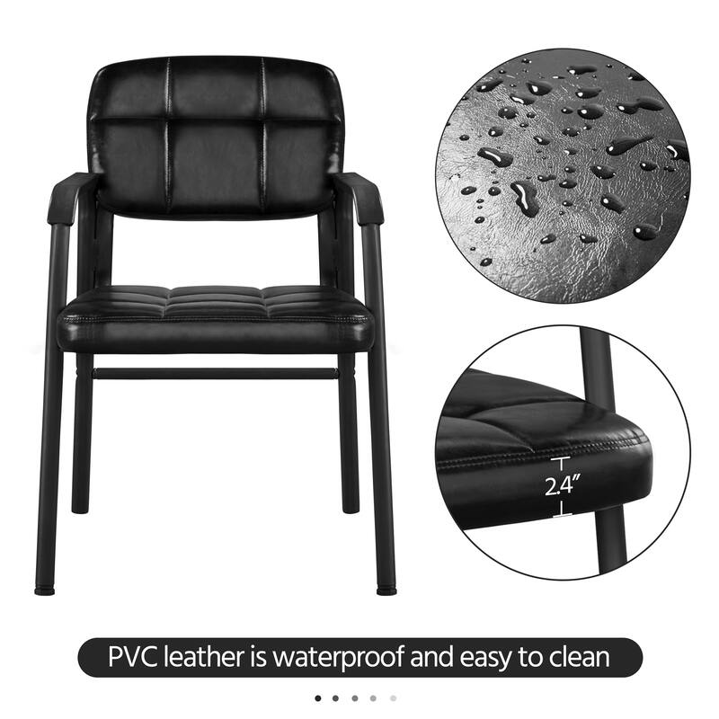 Yaheetech 2pcs Upholstered Leather Chairs with Armrest & Metal Frame