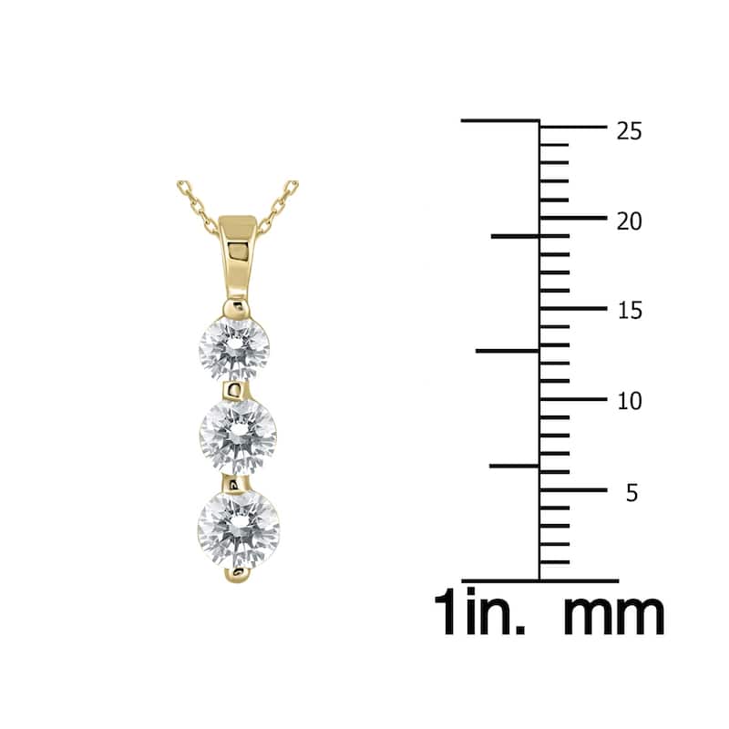 Marquee 14k Yellow Gold 1ct TDW Diamond Graduated 3-stone Pendant
