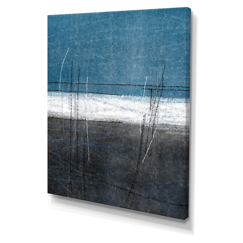 Designart "Teal and Grey Abstract Art " Modern Canvas Wall Art