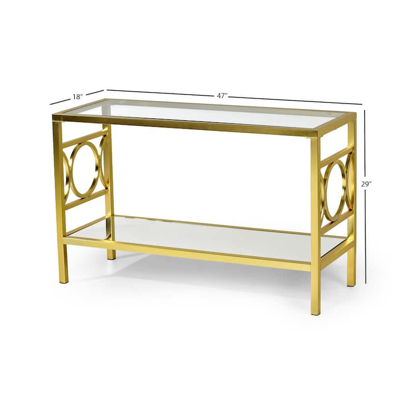 Steve Silver Oria Modern Tempered Glass and Gold Metal 3-Piece Occasional Set
