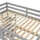 preview thumbnail 7 of 25, Full Loft Bed Pine Kids Bed with Space Storage Bulit-in Desk Shelves and Ladder, Grey