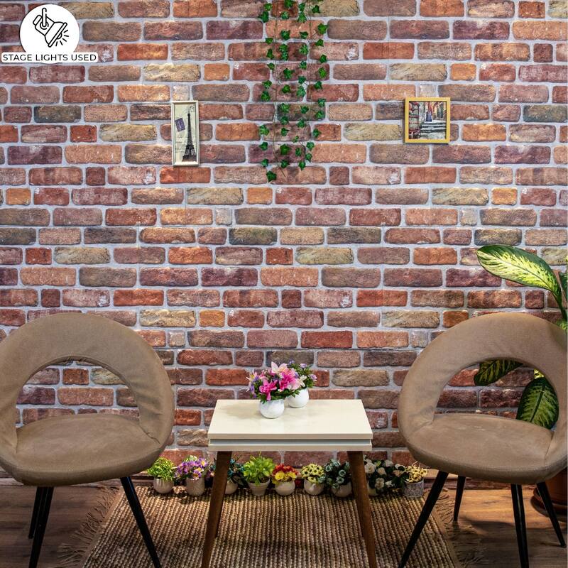 Dundee Deco Brown Beige Faux Face Brick 3D Wall Panels, Styrofoam