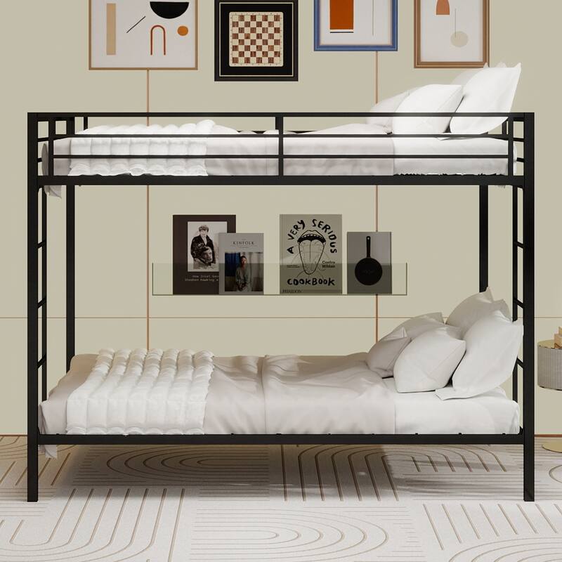 Multi-Functional Metal Bunk Bed, No Box Spring Needed, Bunk Bed Frame for Aldults Dorm Bedroom Guest Room