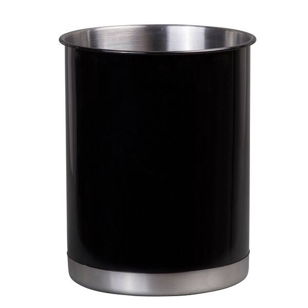Heavy Gauge Black 5 in. Dia. x 6-1/4 in. H Small Stainless Steel Tool Crock Utensil Flatware Holder