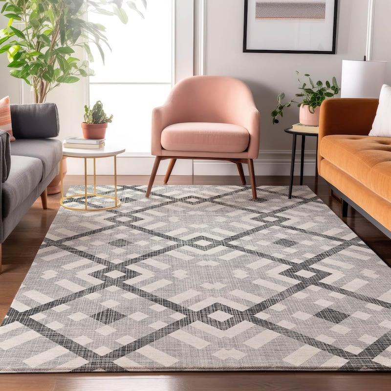 Premium Washable Super Soft Contemporary Geo Mayfield Rug - Gray - 8' x 10' - Rectangle