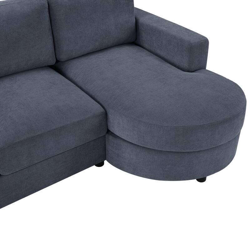 Living Room Chenille L-Shaped Sectional Sofa Set with Curved Chaise Lounge, USB Ports and Side Storage Pockets