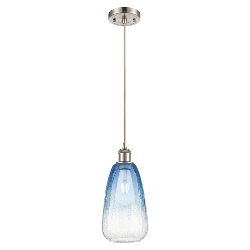 Innovations Lighting Endless Possibilities Ballston - Brookhaven Almond - 1 Light 6" Cord Hung Mini Pendant - Brushed Satin Nickel/Sapphire Blue