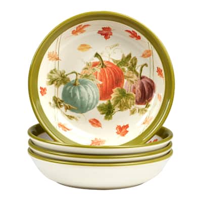 Certified International Autumn Havest 9-inch Soup/Cereal Bowls, Set of 4 - 9" Dia x 2"