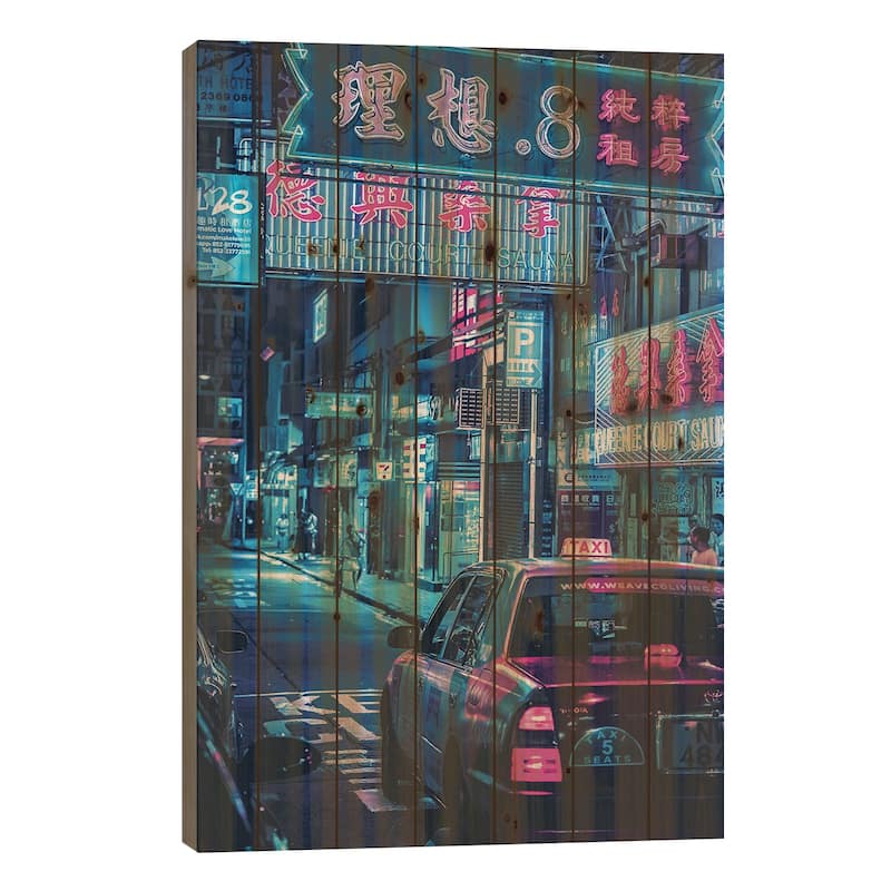 Tokyo Street Print On Wood by Gab Fernando - Multi-Color - 40x26x1.5