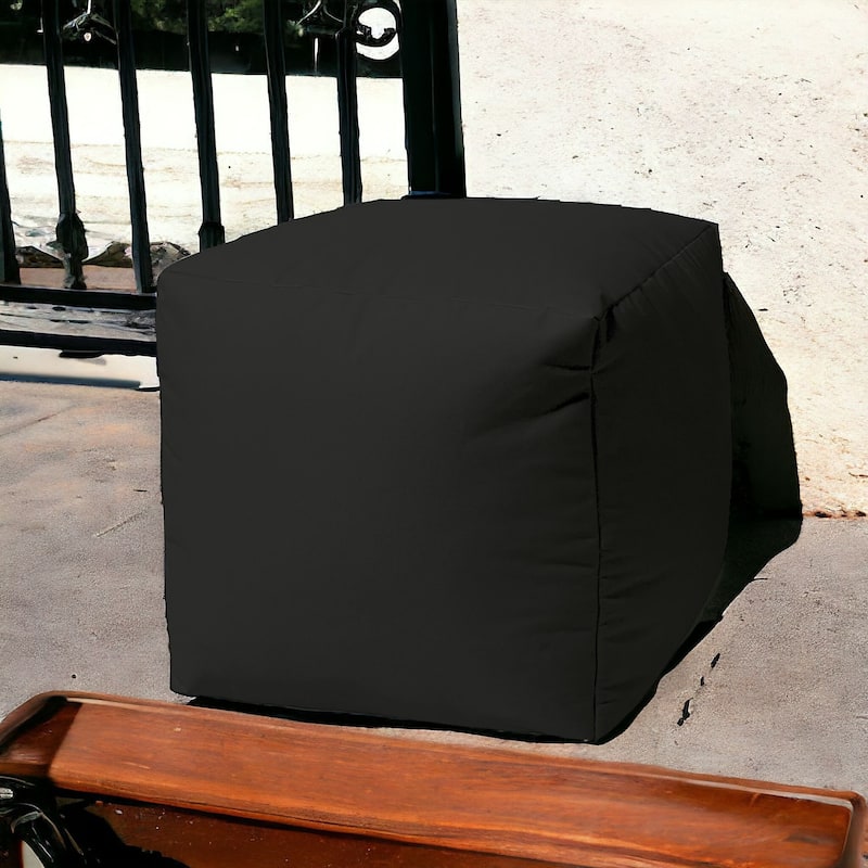 HomeRoots 17" Cool Jet Black Solid Color Indoor Outdoor Pouf Cover - 17' X '17' X '1 - 17' X '17' X '1