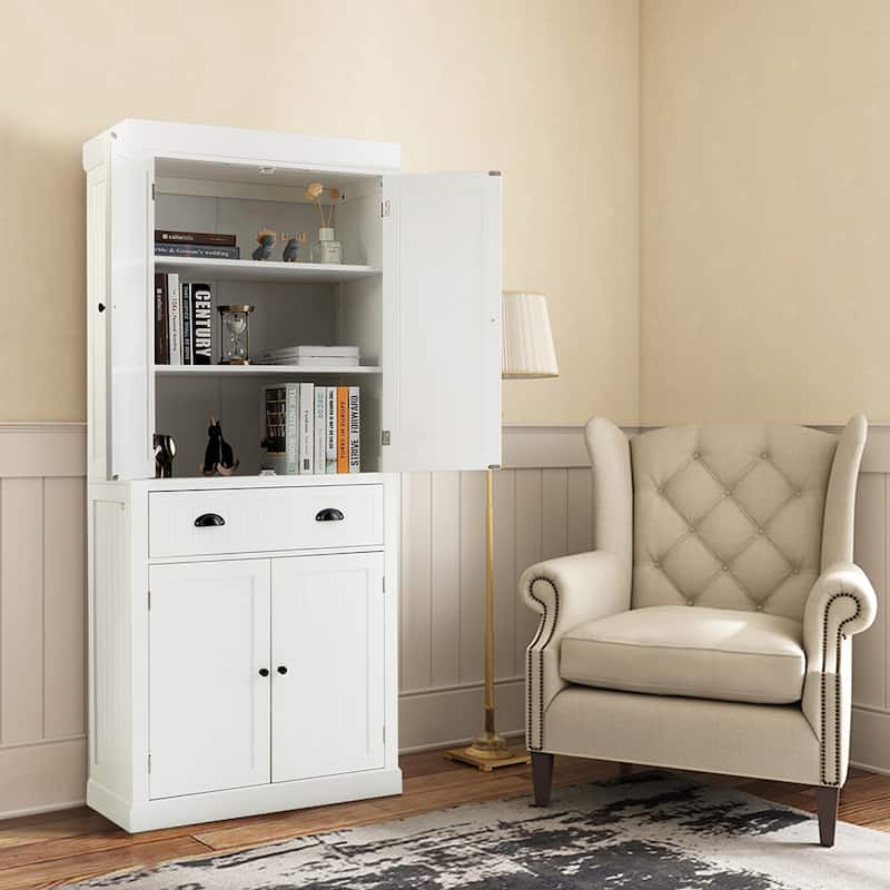Freestanding Kitchen Pantry Cupboard Cabinet with Adjustable Shelves