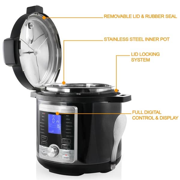 MegaChef Digital Countertop Pressure Cooker with 8 Quart Capacity - Silver