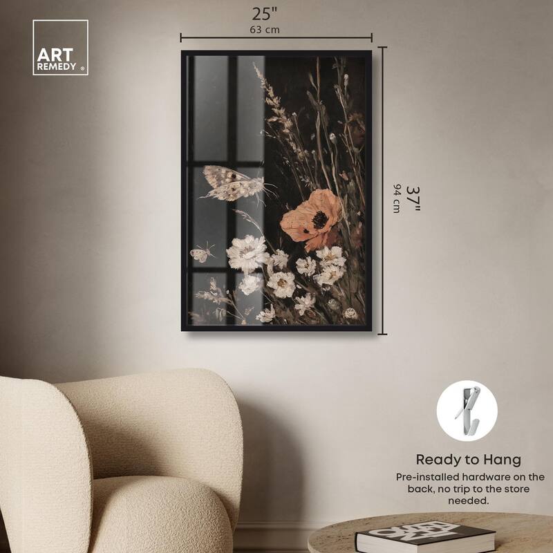 Poppy and Moth II Shadowbox by Art Remedy