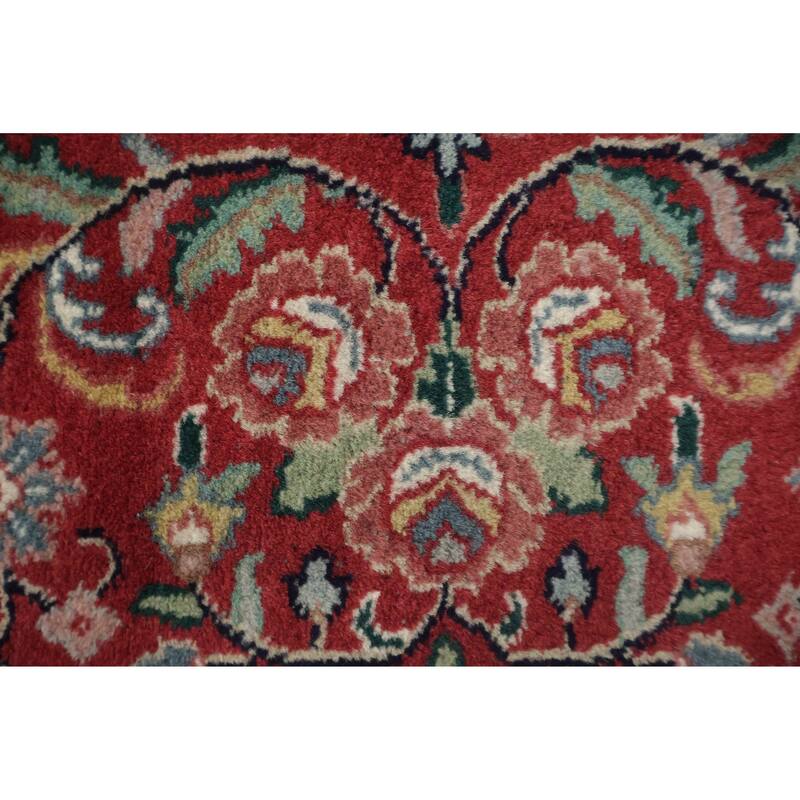 Hand Knotted Oriental 100% Wool Carpet Traditional All-Over Green Kashan Area Rug - 9' 11'' X 7' 11''