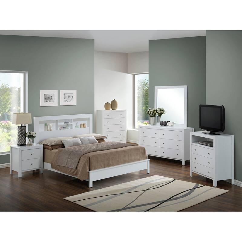 Full Platform Bed with Storage Shelves - 81" - White