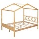 preview thumbnail 7 of 36, Full Size Wood House Bed with Storage Space and Roof