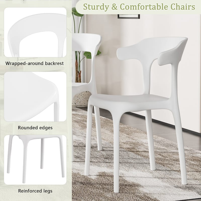 Javlergo 4-Pack Stackable Plastic Chairs for Indoor & Outdoor Use 250lb Capacity Horn Back Design Patio Dining Chairs