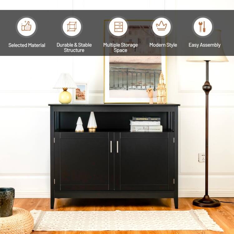 Modern Wooden Kitchen Storage Cabinet -Black - 44.9" x 20.1" x 35.8" (L x W x H)