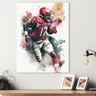Designart 'Football Player On Field II' Sport Football Metal Wall Art