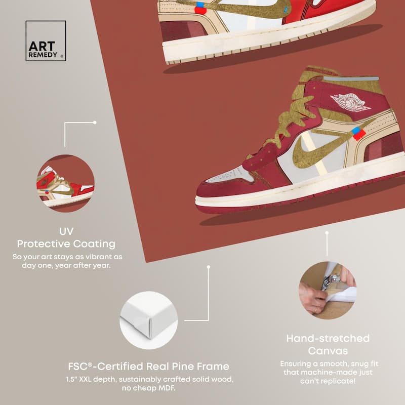 Sneaker Lineup Red Canvas by Art Remedy, Gallery Wrapped