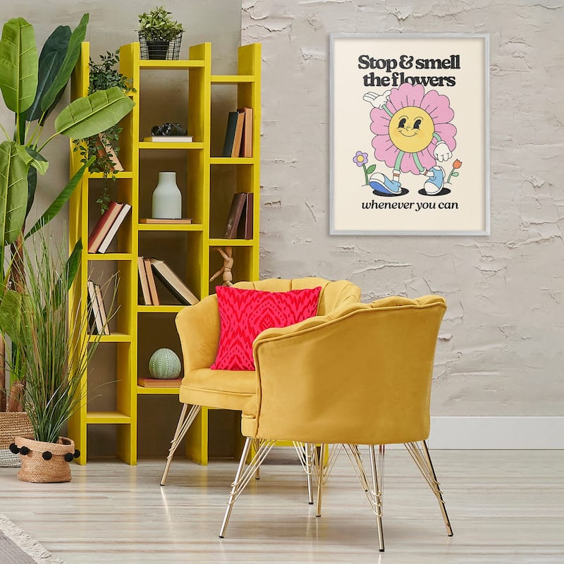 Stupell Vintage Smell The Flowers Framed Giclee Art Design By Victoria Barnes