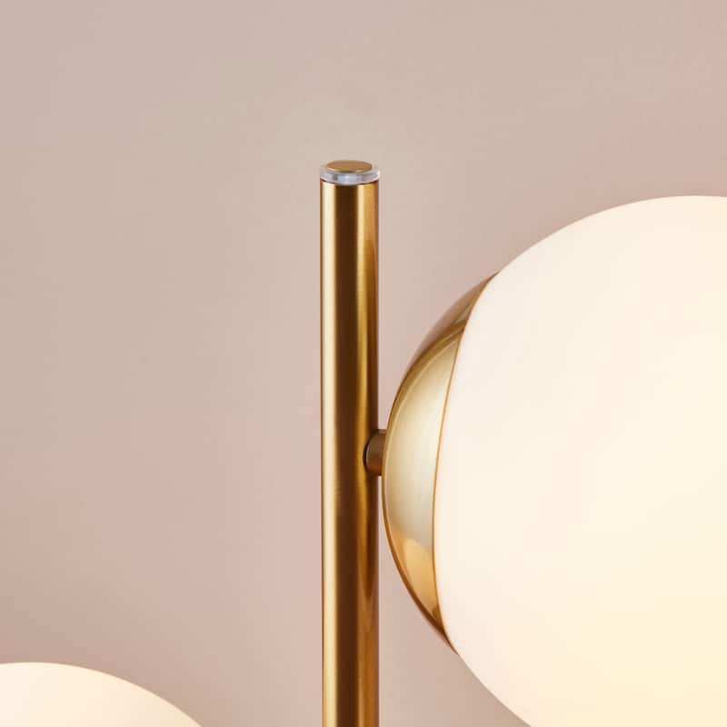 Brightech Sphere 20 in. Antique Brass Mid-Century Modern Integrated LED Desk Table Lamp with Built-In 3-Way Dimmer