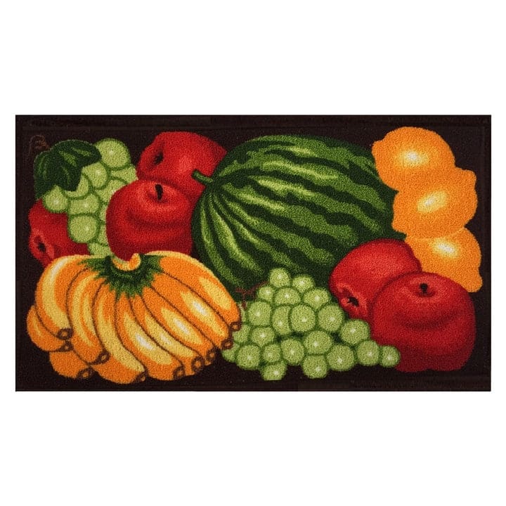 Fruit Salad Medley Non-Slip Kitchen Mat, Black, 18x30 Inches - 18x30 Inches