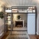 preview thumbnail 2 of 38, Twin Size Sturdy Metal Loft Bed Frame with Desk,Wardrobe