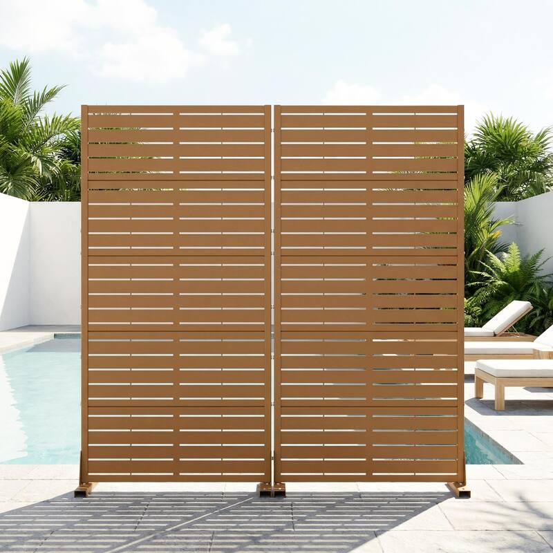 Outdoor Privacy Screen with Stand for Patio Garden Metal Fence Set of 2