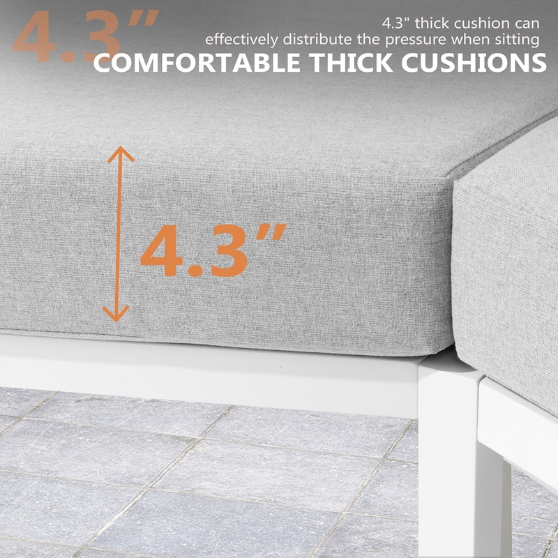 Outdoor Patio Furniture Aluminum PE Rattan Wicker Half Round Curved Sofa Sectional Set