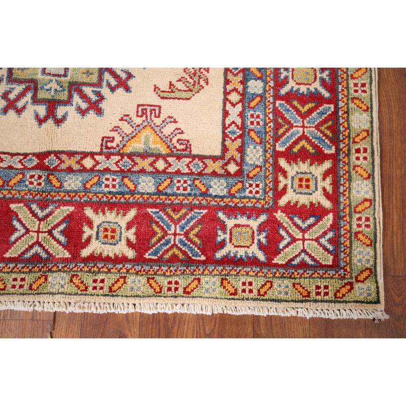 Kazak Foyer Rug Hand-Knotted Bedroom Wool Carpet - 3'4" x 4'11"