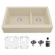preview thumbnail 1 of 59, Karran Retrofit Farmhouse Quartz 34 in. Double Bowl 60/40 Sink Kit Bisque
