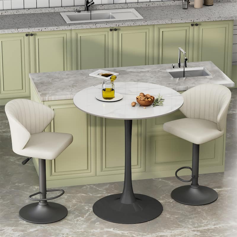 39.37" High Bar Table Round Cafe Bistro Pub Cocktail Kitchen Table Sintered Stone-top