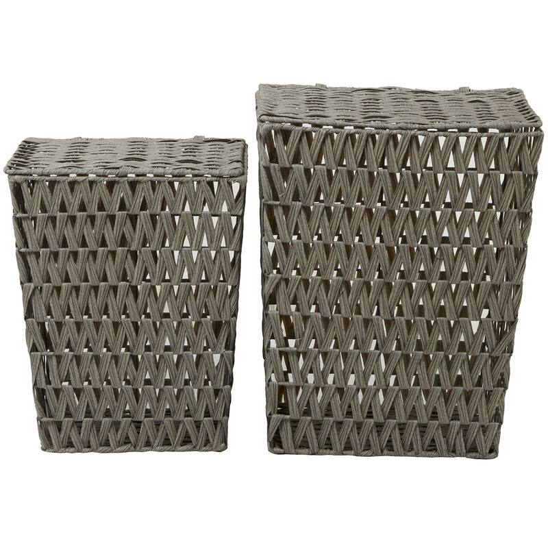 Gray Metal Storage Basket with Matching Lids (Set of 2) - 22", 19"H