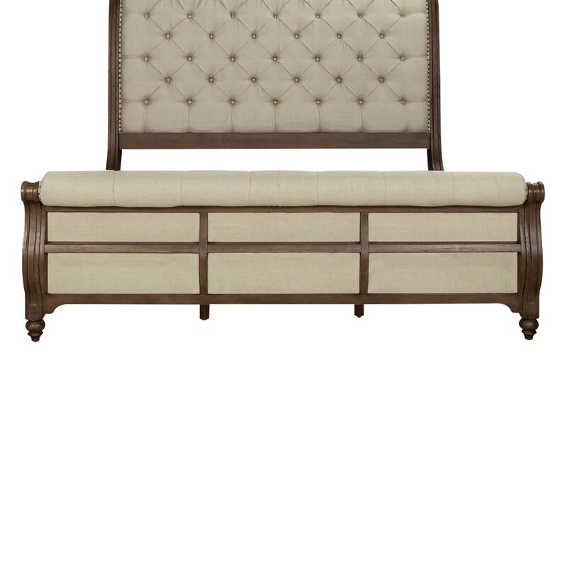 Americana Farmhouse Dusty Taupe King Sleigh Bed