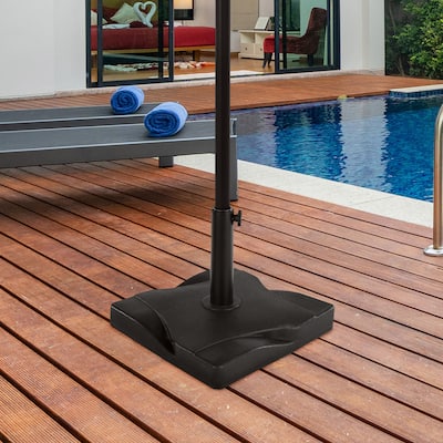 Patio Umbrella Base - 44lb Heavy Duty Polyethylene and Cement Patio Umbrella Stand Outdoor by Pure Garden (Black) - N/A