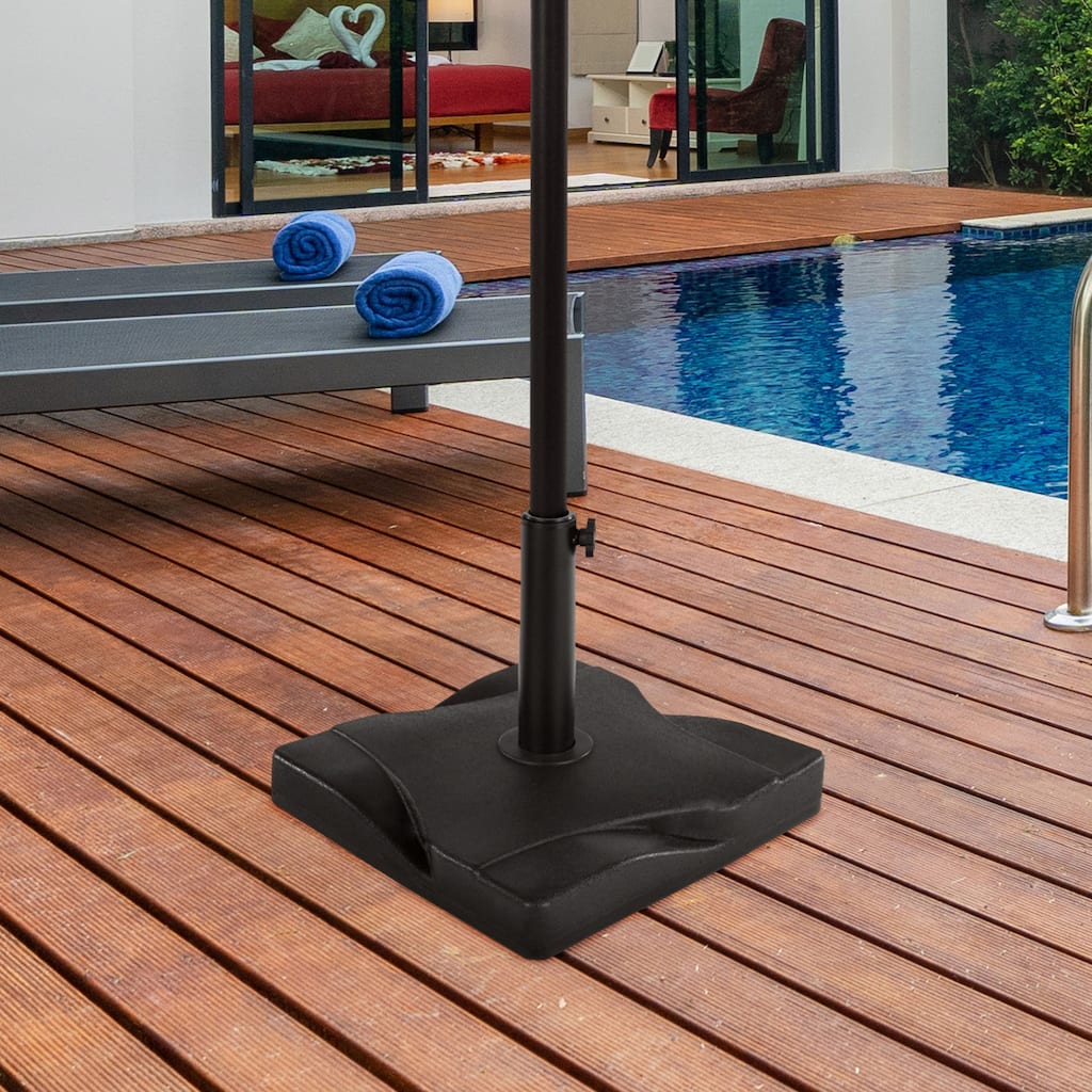 Patio Umbrella Base - 44lb Heavy Duty Polyethylene and Cement Patio Umbrella Stand Outdoor by Pure Garden (Black) - N/A