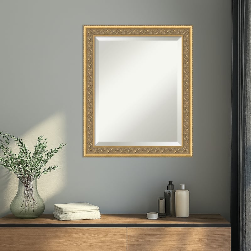 Carter Dark Gold Beveled Wood Framed Wall Mirror - Carter Dark Gold