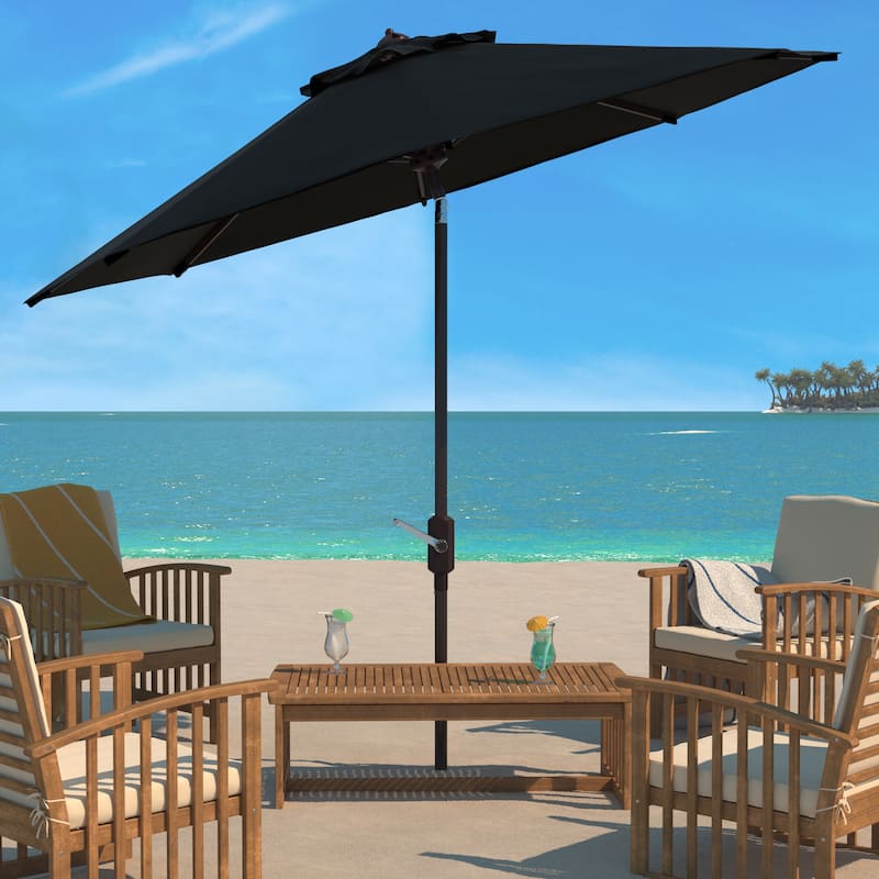 SAFAVIEH Outdoor Beguna 11Ft Auto Tilt Market Umbrella