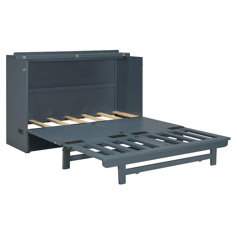 Murphy Bed with Large Drawer, USB Ports and Outlets