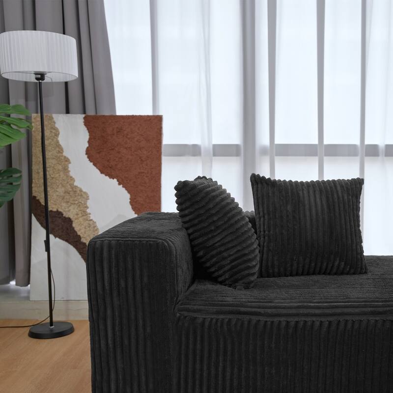 130.31" Modular U-Shaped Sectional Sofa with Striped Corduroy Fabric for Freely Layout