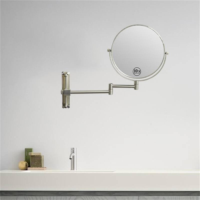 Height Adjustable 8 Inch 1x/10x Magnifying Double Sided Vanity Mirror