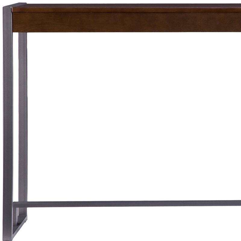 Dark Brown Wood Console Table and Gunmetal Sled Base - 54" L x 11.5" W x 29.75" H