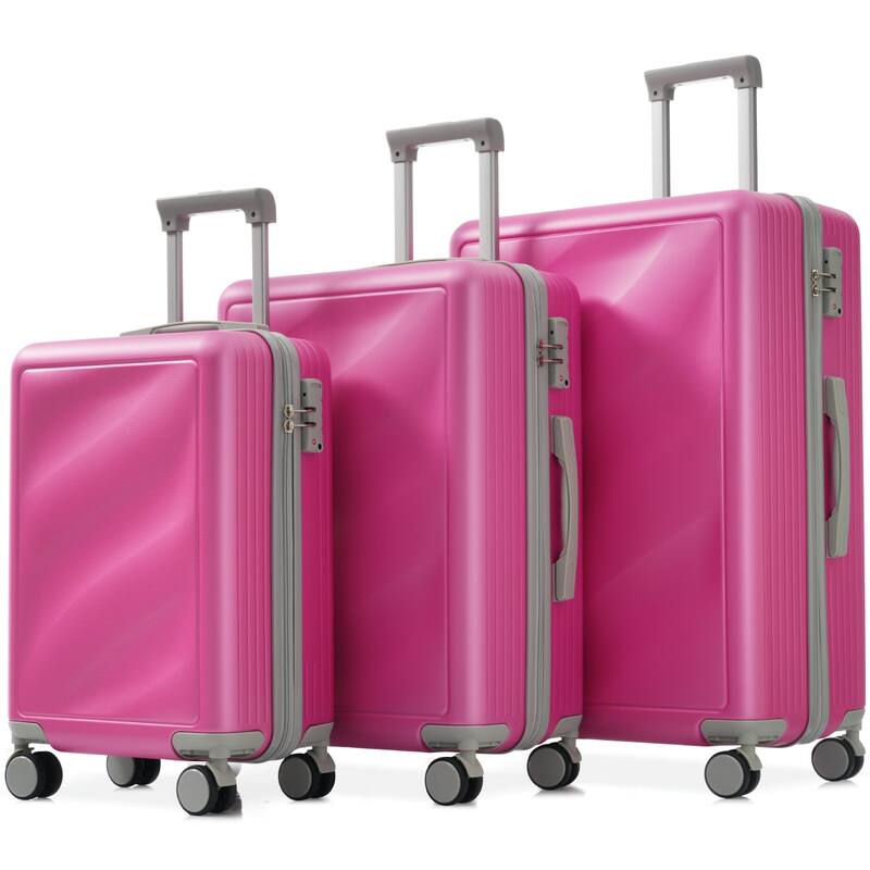 Luggage Set 3 Piece, Lightweight Durable ABS Suitcases with Spinner Wheels and TSA Lock, Carry-on & Checked Travel Luggage - Pink