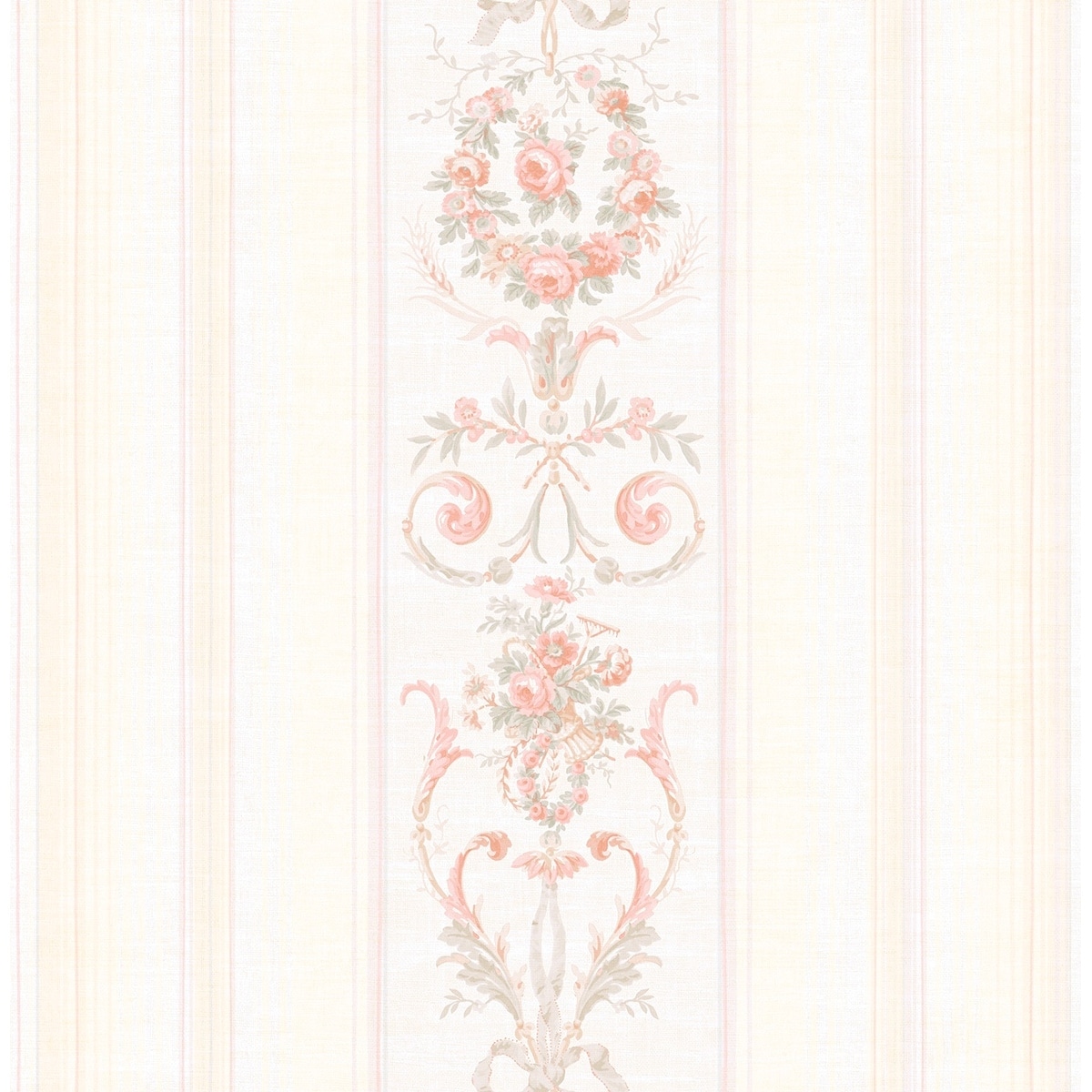 Seabrook Designs Valeriane Floral Stripe Unpasted Wallpaper
