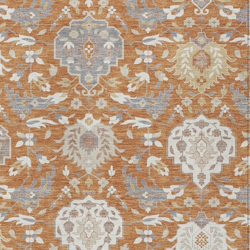 HomeRoots Damask Traditional Rectangle Outdoor Rug