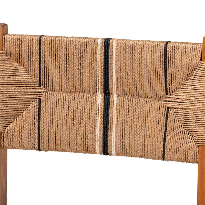 Prita Bohemian Paper Loom and Mahogany Wood 2-Piece Counter Stool Set