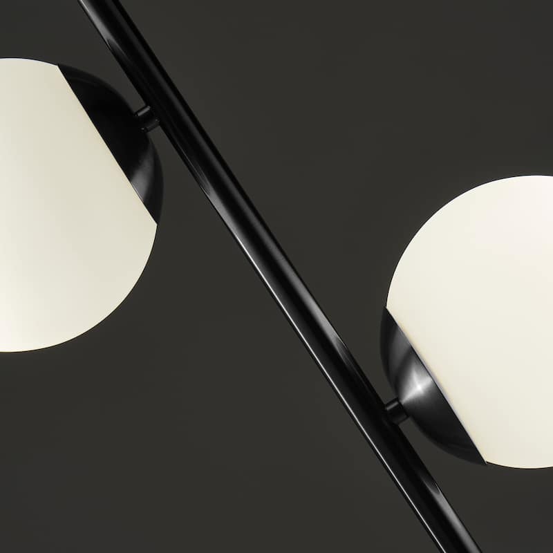 Brightech Sphere 65 in. Classic Black Modern 2-Light LED Super Bright Floor Lamp with 2 Frosted White Glass Globe Shades